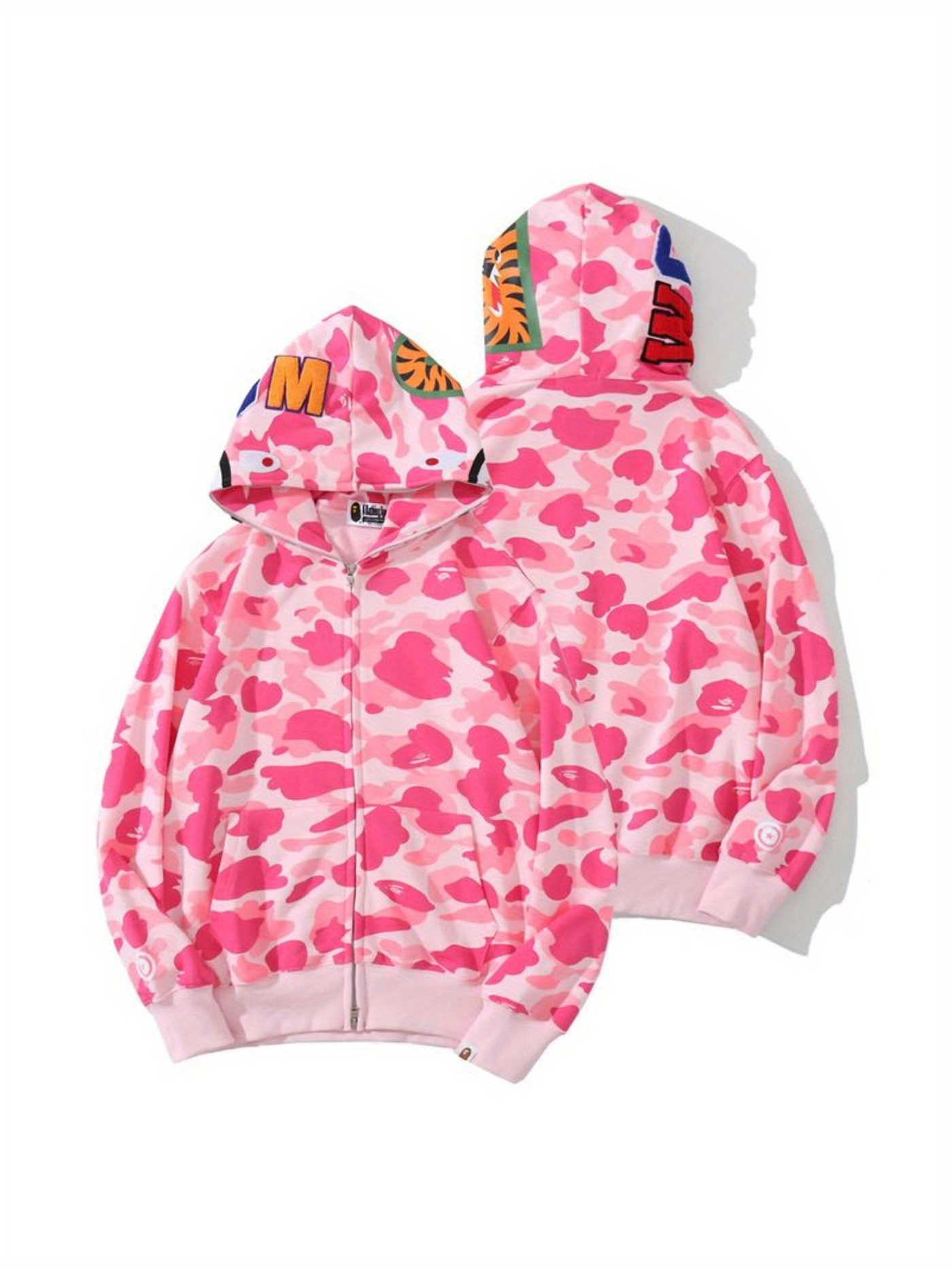   hoodie for teens adults camo full zip up hooded sweatshirt hip hop style 100 polyester loose fit geometric print lightweight stretchy hand wash or   unisex design