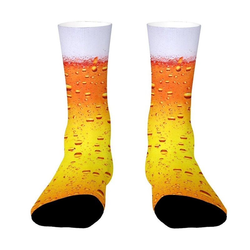 TEMU 1 Paar Unisex Outdoor Sokken, Bier Schuim En Bubbel Levendige Realistische Print Halfhoge Sokken, Geschikt voor Outdoor Liefhebbers, Comfortabel