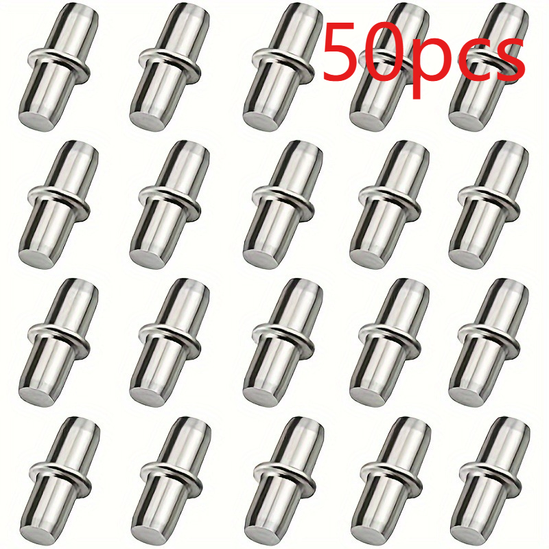 E-shop 50 Stück 5mm Regalhalterungen, aus vernickeltem Metallmaterial, stabile langlebige Stützstifte, geeignet für Möbelregalhalterungen