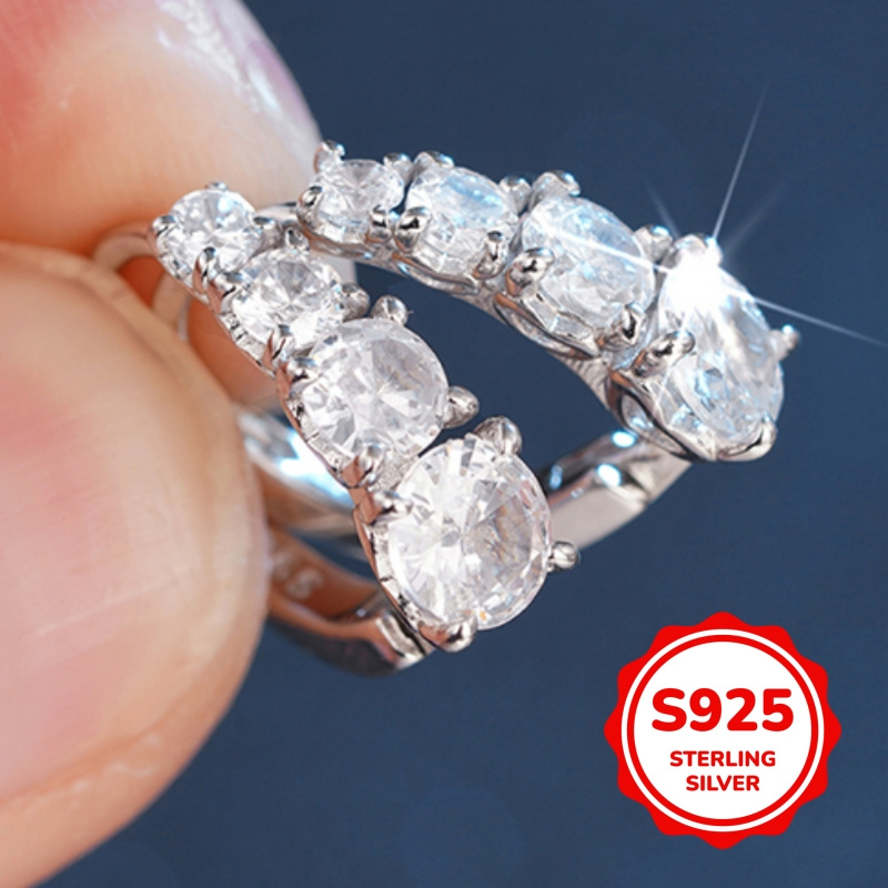 Synthetic Zirconia Hoop Earrings in 925 Sterling Silver