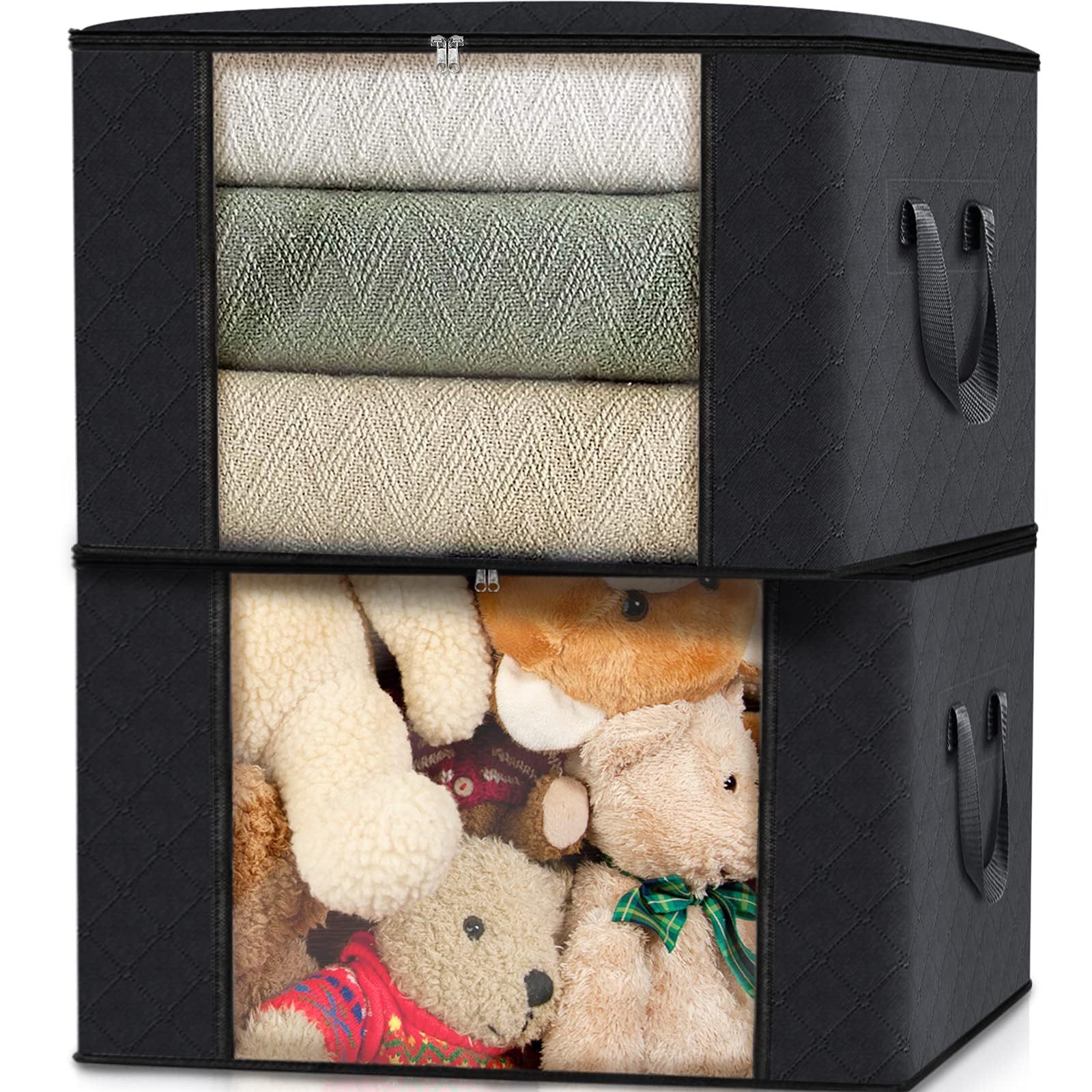 Large Collapsible Clothing Storage Bags with Transparent Windows