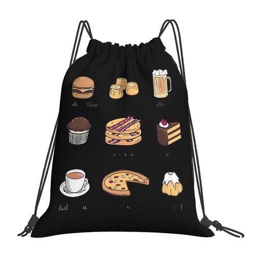 immagine dell'articolo borse con coulisse stampate unisex geek food per sport allaperto, ciclismo, escursionismo, campeggio, fitness, tragitto casa-lavoro, spostamenti di lavoro, di , e