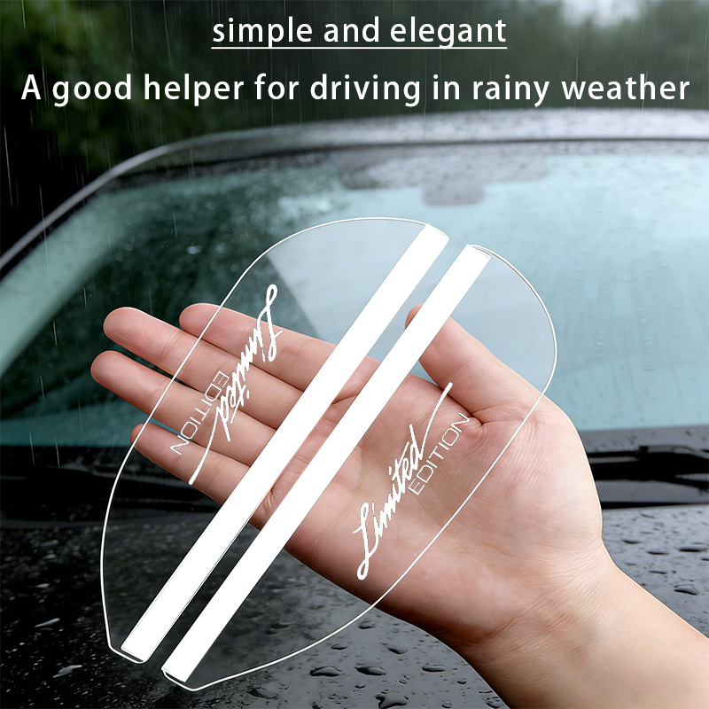 TEMU 2pcs Transparent Car Mirror Rain Visors Suitable For All Vehicles, Adhesive- Visor With Matte, Clear For Folding Mirrors, For Car, Trucks,
