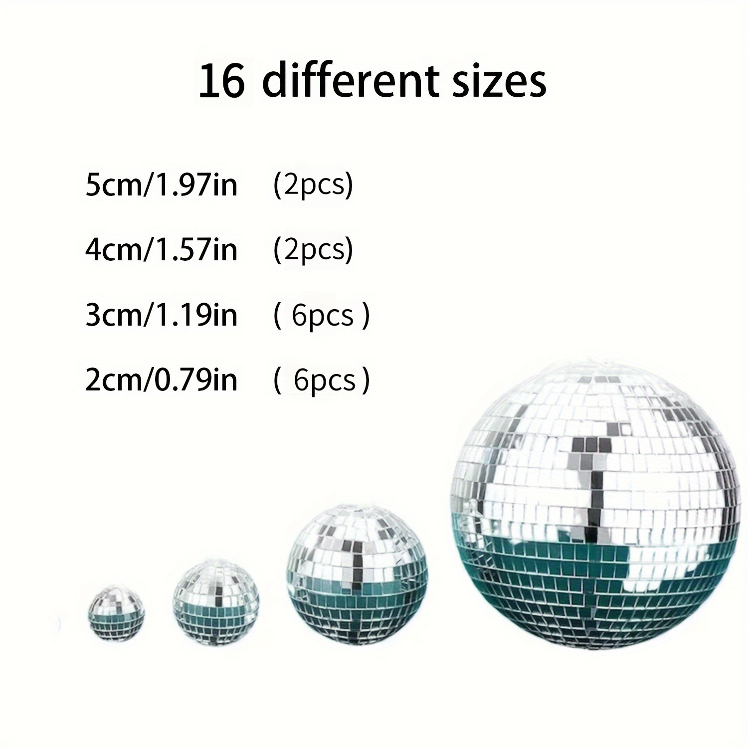 Image of 16pcs Silvery Mirror Disco Ball Set - Large And Small Reflective Glass Decorations, Suitable For 70s Retro Parties, Celebrations, Home And Room Decor, No Electricity Required