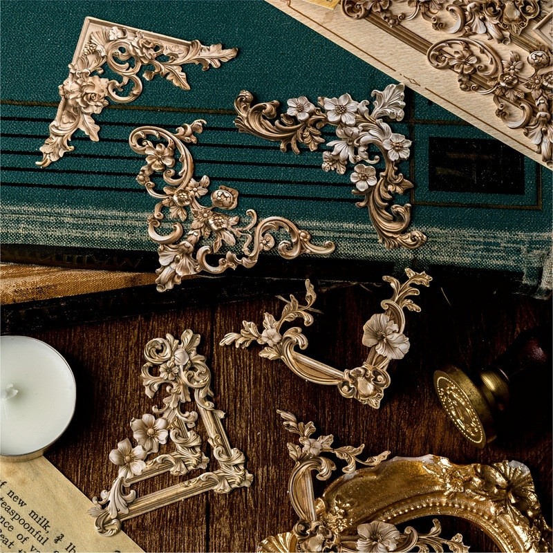 imagen del artículo juego de 120 piezas de enmarcados de   en relieve con encaje vintage - 6 estilos,   para scrapbooking, manualidades diy y decoración de diarios de basura