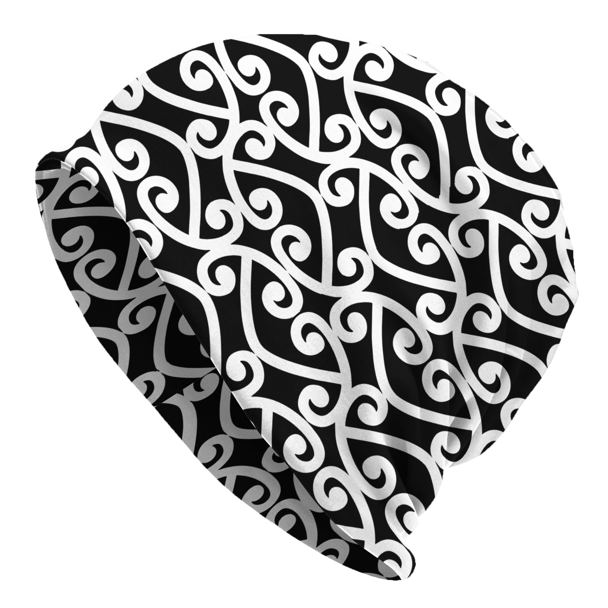 TEMU 2d Print Design Maori Kowhaiwhai Black Pattern Print Turban Bonnet Cool Unisex Sport Headwear Hat For Men Or Women Street Wear