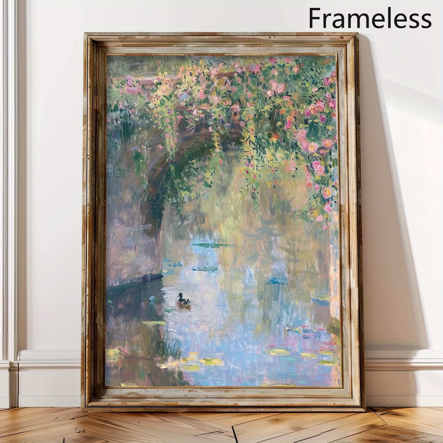 TEMU 2d Flat, 2d Flat, 1pc, S, Vintage Posters, Style Pastel Oil Painting Prints, French Country Wall Decor, Floral Vintage Water Lily Prints, ,