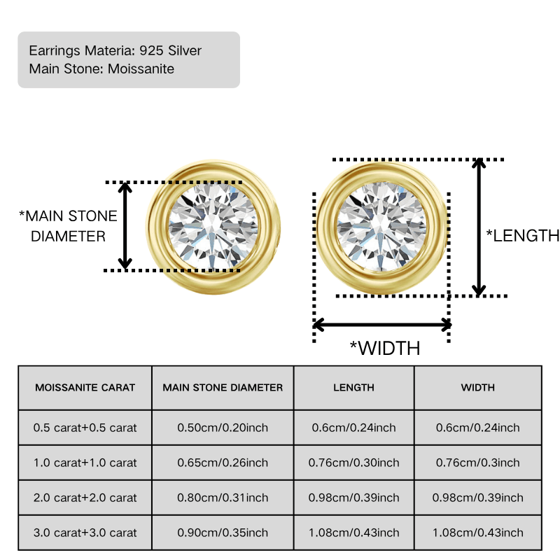 Women's 18K Gold Plated Moissanite Bubble Shaped Earrings