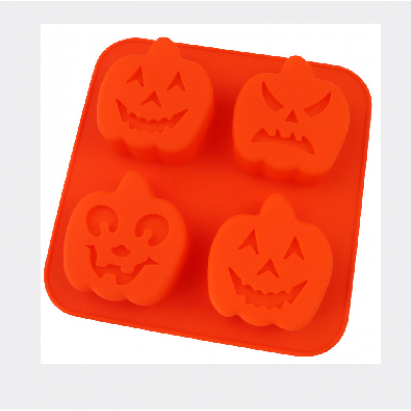 TEMU 1 molde para 4 moldes de calabaza con expresión de Halloween - Artículo de la serie de Halloween. Molde para hornear pasteles