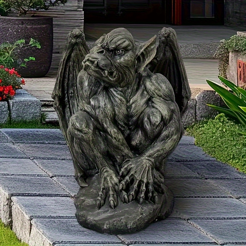 Set of 4 Gothic Gargoyles Figurines Garden Ornaments Medieval Style St