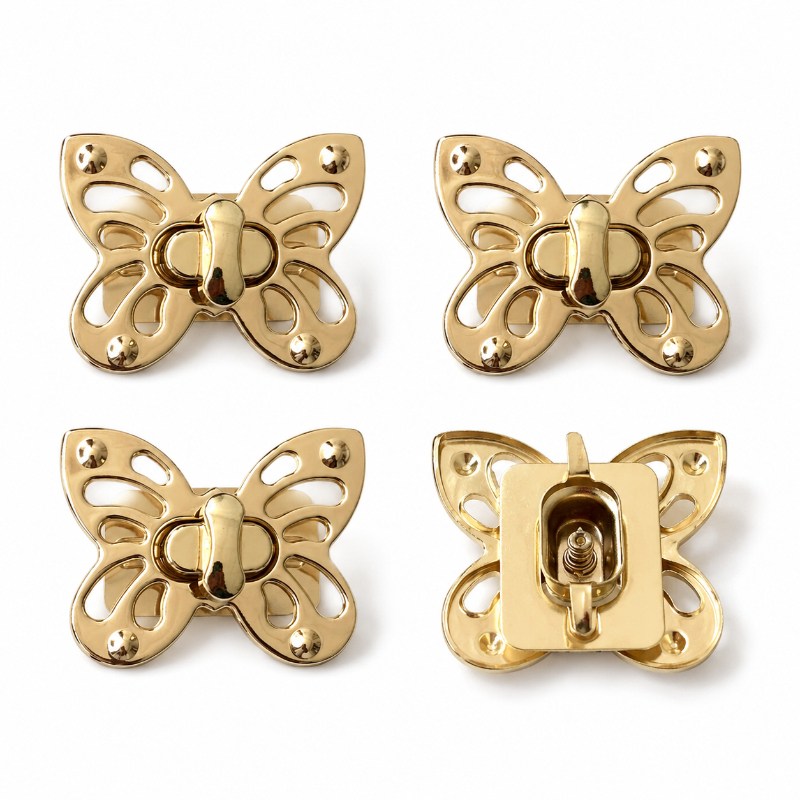 TEMU 4pcs Purse Turn Lock Clasp, Golden Metal Twist Lock Bag Hardware For Handbag Making, Wallet, Clutch Purse, Crochet Bag And Leather Craft, Diy