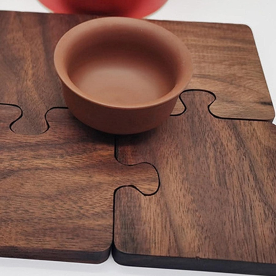 conjunto de posavasos de madera, resistente al  , elegante protección de mesa,   para café y té, uso en el hogar y  , hermosamente elaborados posavasos de madera detalles 4