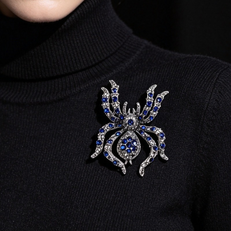 TEMU This Exquisite Spider-shaped Brooch Features A Sparkling Synthetic Cubic Design, Making It A Stylish And Versatile Accessory Suitable For Coats,