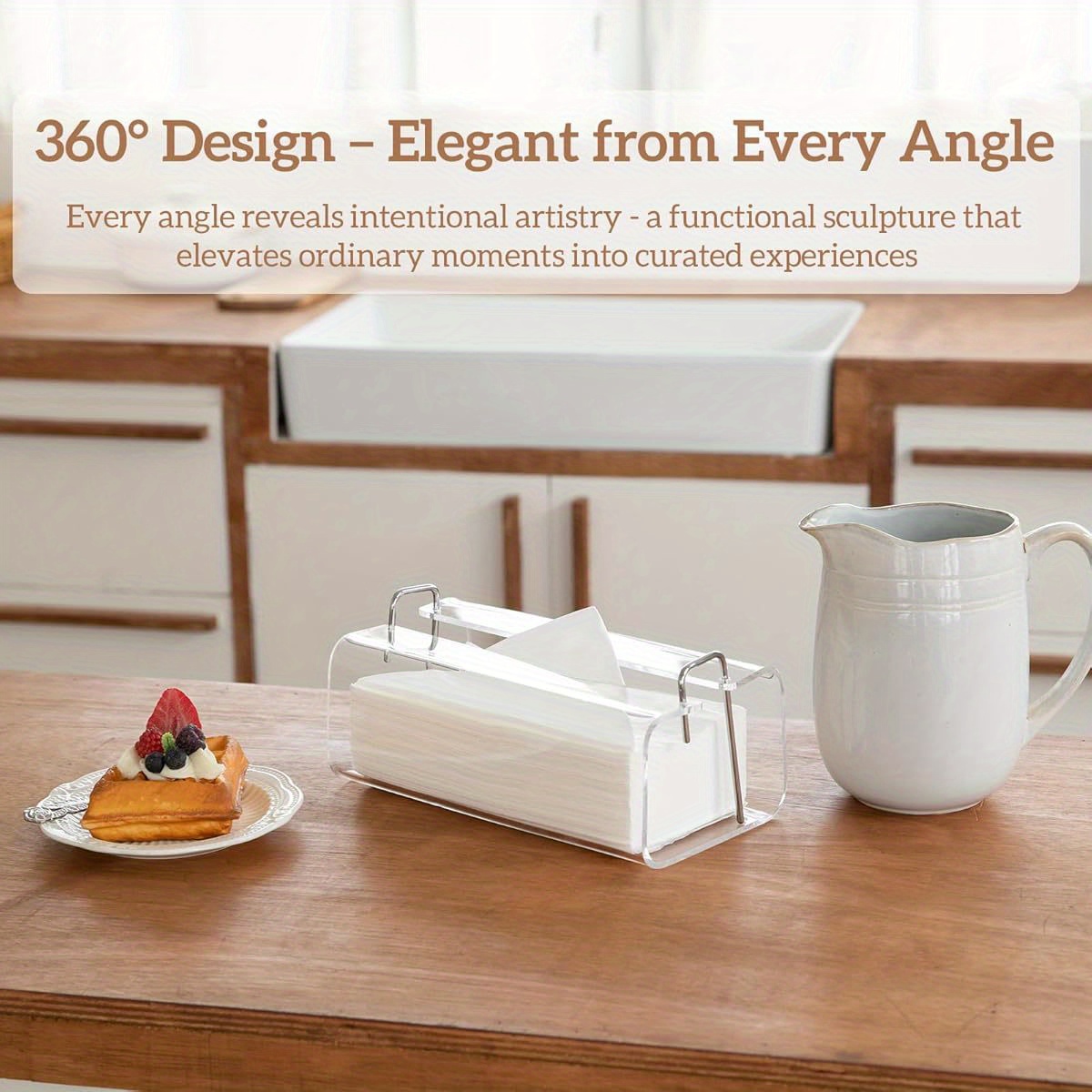 acrylic tissue box holder rectangle acrylic tissue holder with 2025 curved design silvery   9 5 x4 75   tissue box dispenser for bathroom kitchen office silvery accents Product details 6