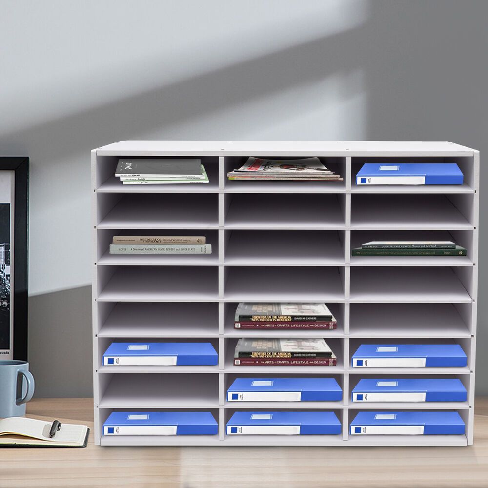 Literature Organizer, Desktop File Sorter Mail Center, Paper Storage Cabinet With 24 Slots Compartments, Suitable For Office