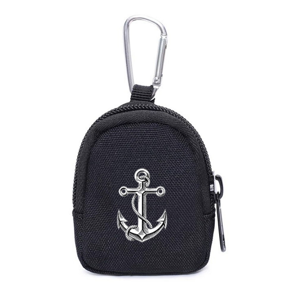 TEMU 1pc Anchor Pattern Men's Small Coin Purse Slim Mini Zipper Wallet For Keys Cards
