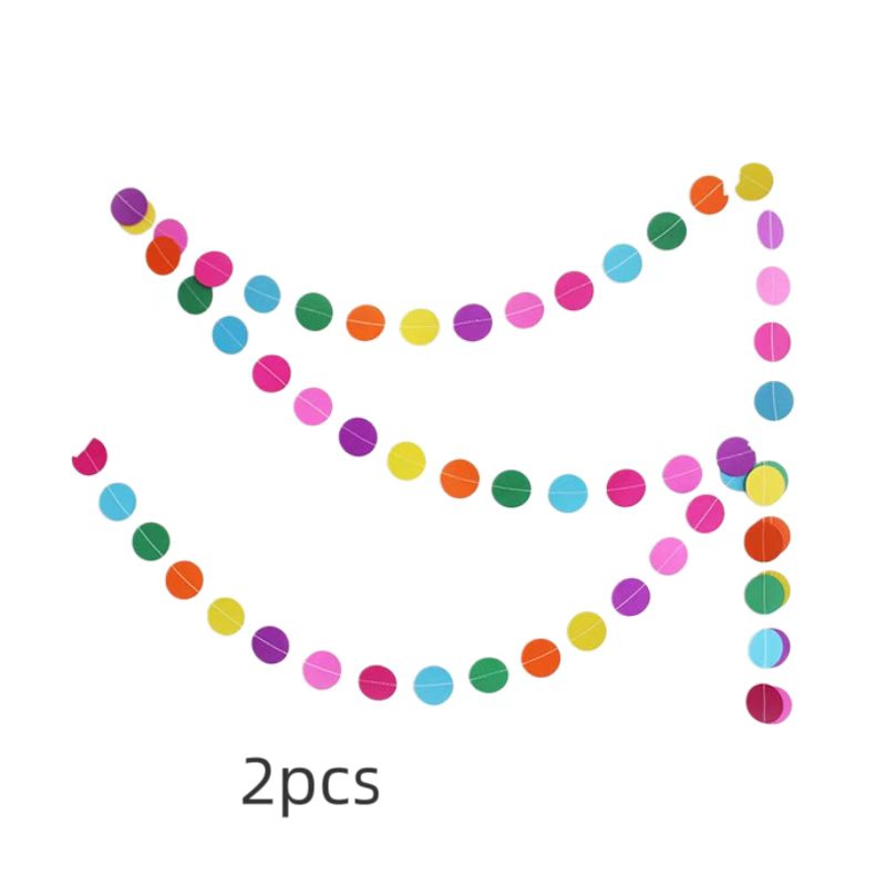 Image of 4 Meters Multicolor Round Paper Tassel Garland, 2 Packs Bundles, Suitable For Birthday Parties, Weddings, Baby Showers, Classrooms And Home Decor Halloween Decorations & Christmas Decorations