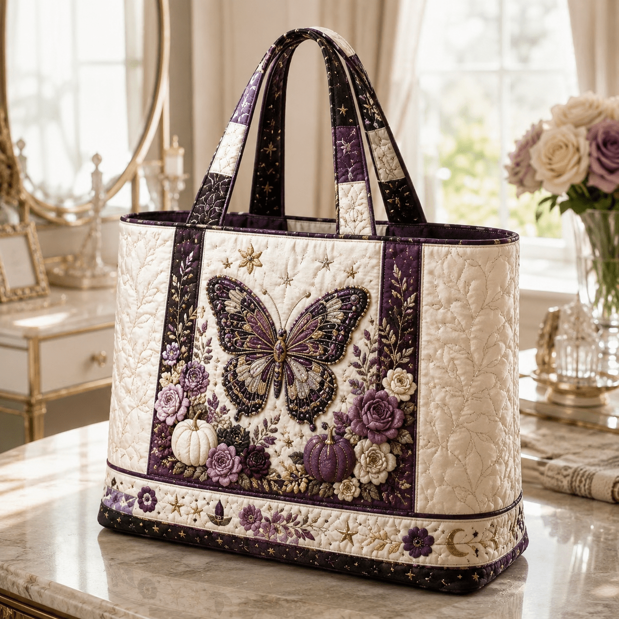TEMU Sac fourre-tout matelassé de luxe pour femme 17*15 pouces, parfait pour , , et de sport, grand sac fourre-tout de grande avec broderie florale
