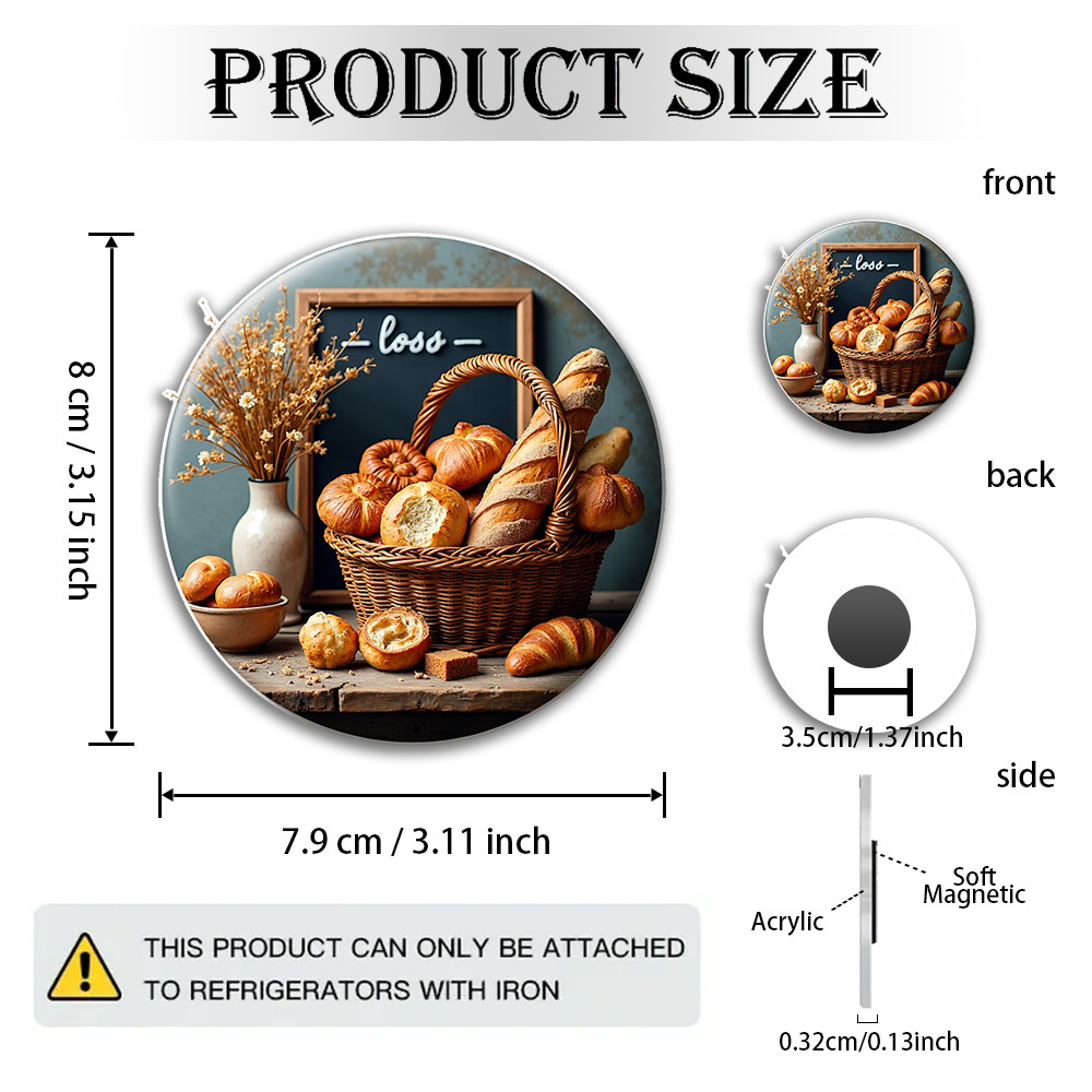 1pc 2d flat acrylic rubber soft magnet cross stitch bakery basket fridge   perfect for kitchen decor thanksgiving fall season gifts 2d flat