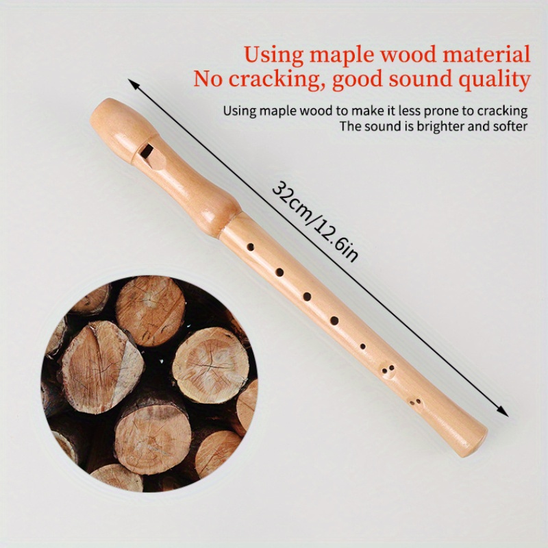 Bonfire Professional 8-Hole German System Vertical Flute - All-Maple   Recorder with Detachable Head Connector,   & Light Beige  , Recycled Wood Construction for Beginners & Professionals, Classic Flute Gift for Band,   &  , Band Instrument, Durable Wooden Instrument, Professional Musicians, Beginner Flutists