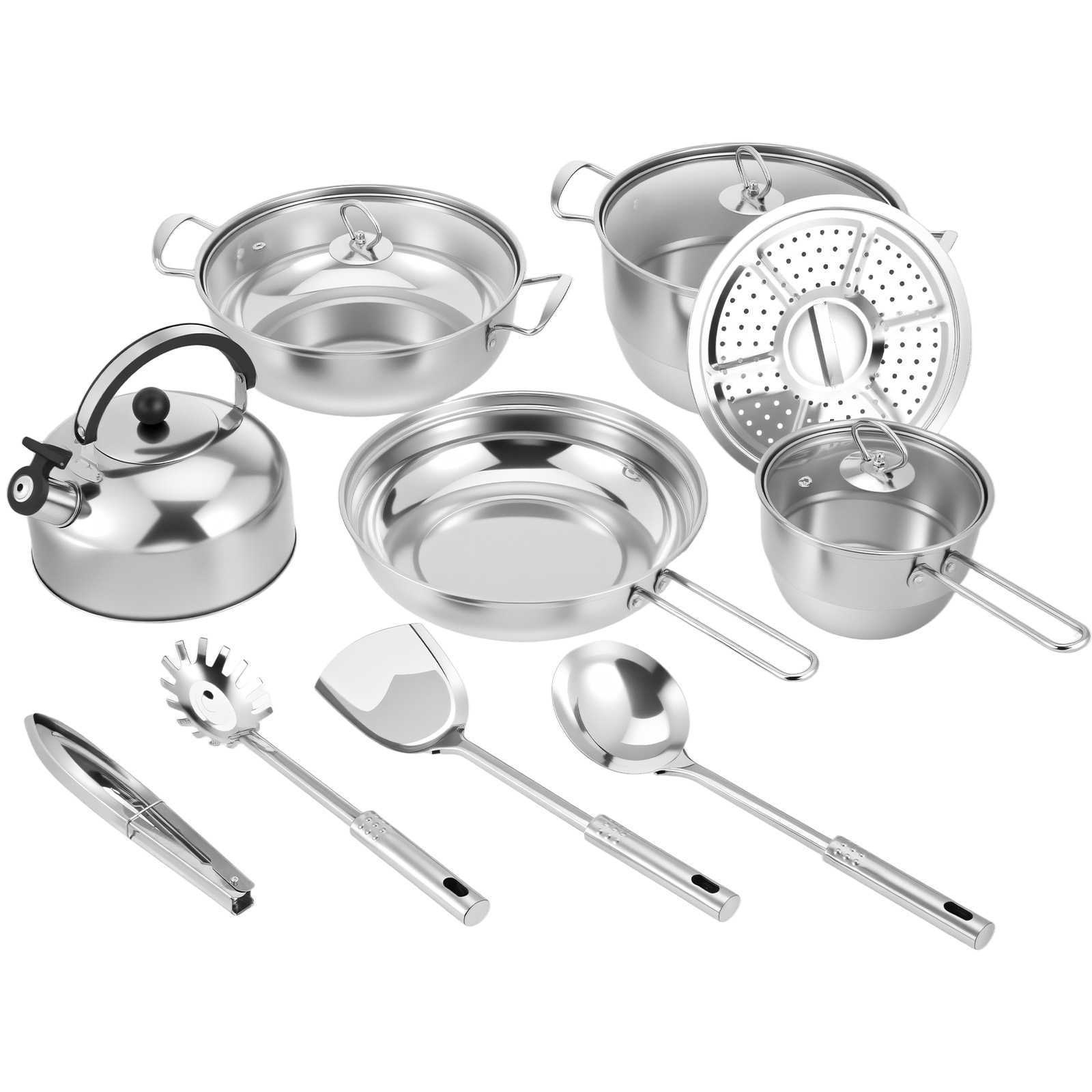 A 14pcs Stainless Steel Cookware Collection That I...