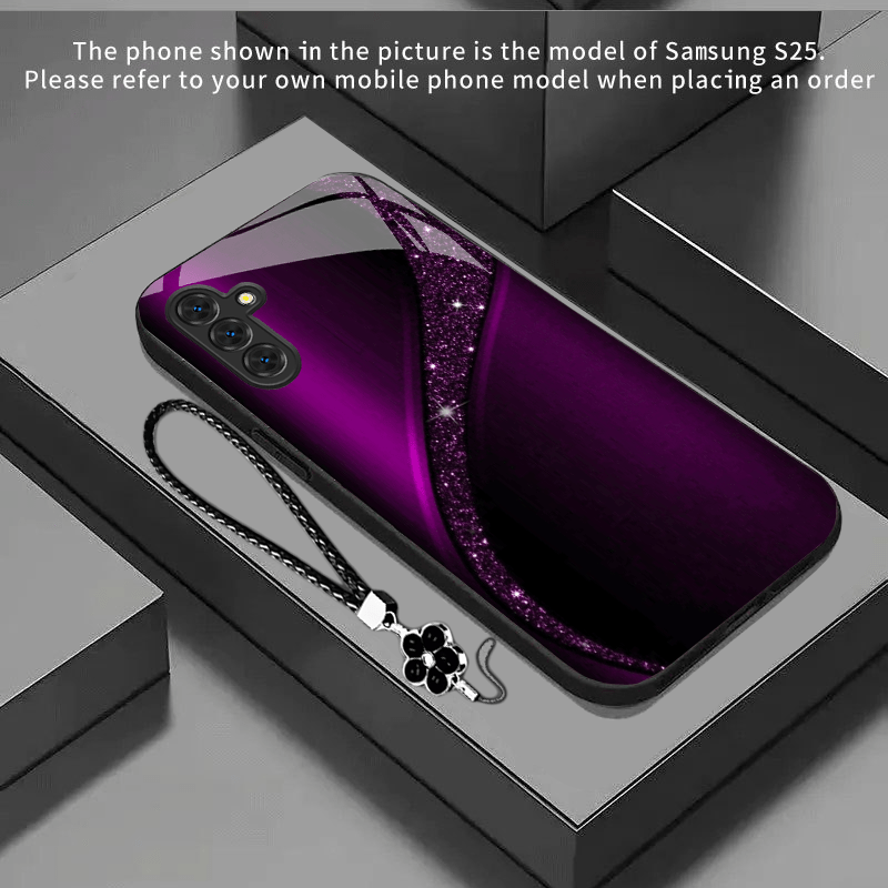 TEMU Phone Case: Purple Pattern New Lanyard Black Phone Case For 25 Ultra/s25+/s25/s24 Ultra/s24+/s24 Fe/s24/a54/a53/s23/a36/a15/a14/a05s/s23