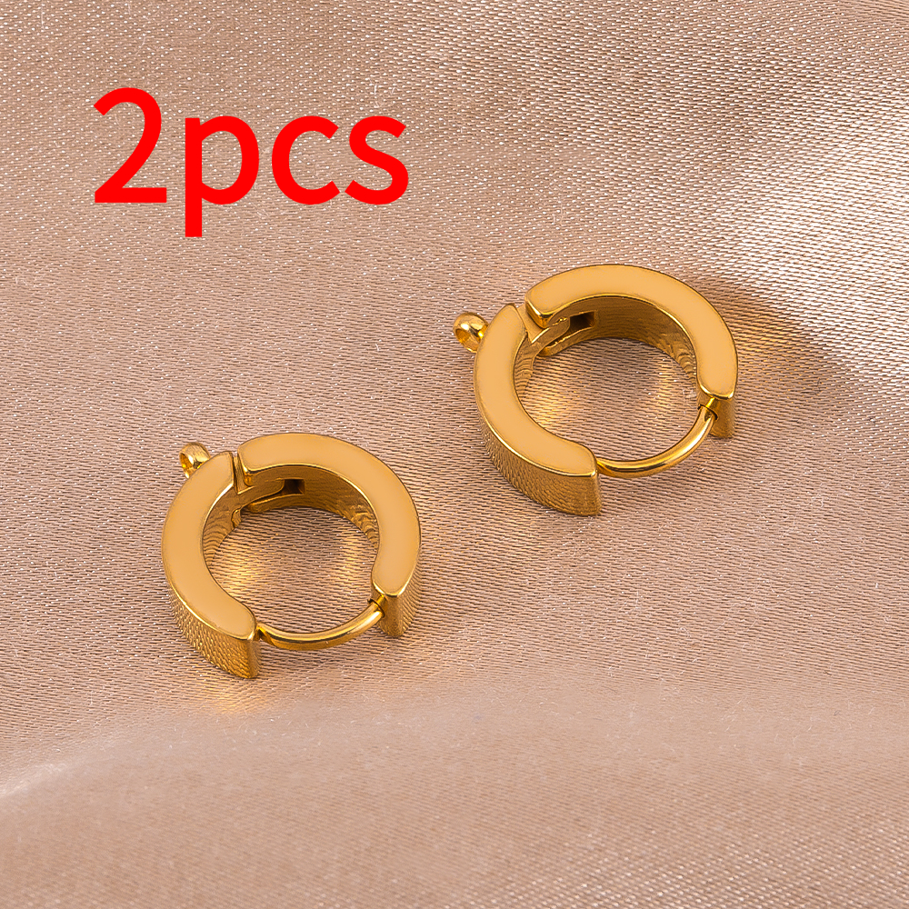 TEMU 2 pièces boucles d'oreilles créoles style punk en acier inoxydable 304 avec anneau rond et pendentif, accessoires pour création de bijoux DIY