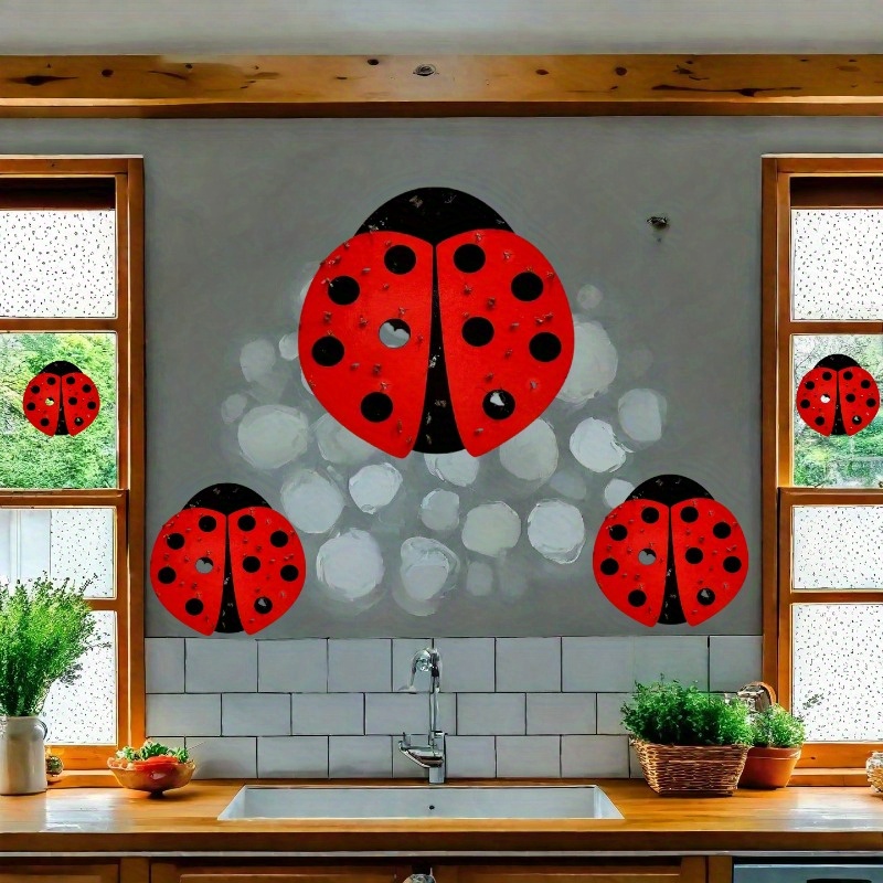 10pcs Odorless Mosquito Stickers, Fly Traps with Ladybug Design - Suitable for Windows, Walls, Cabinets, and All Indoor Environments to Catch Flies and Insects