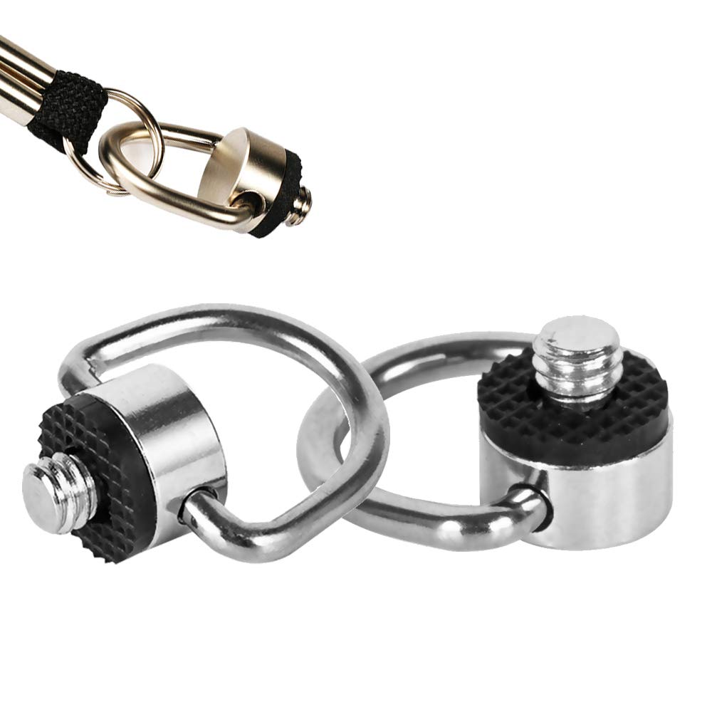 TEMU Stainless Steel D Ring Screw Hinged Holder Camera Fixing Screw 1/4"-20 Thread For Tripod Dslr Cameras For Quick Release Wrist Strap Sling 2 Pack