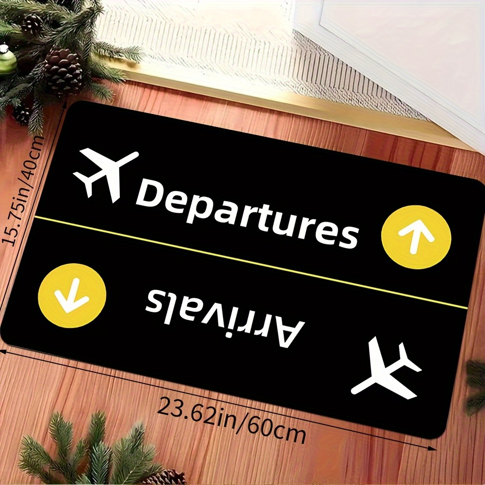 TEMU Alfombra de Puerta con Temática de Avión de Llegada y - Terciopelo Cristal Rectangular, Lavable en Máquina, 1000g por , Adecuada para Entrada,