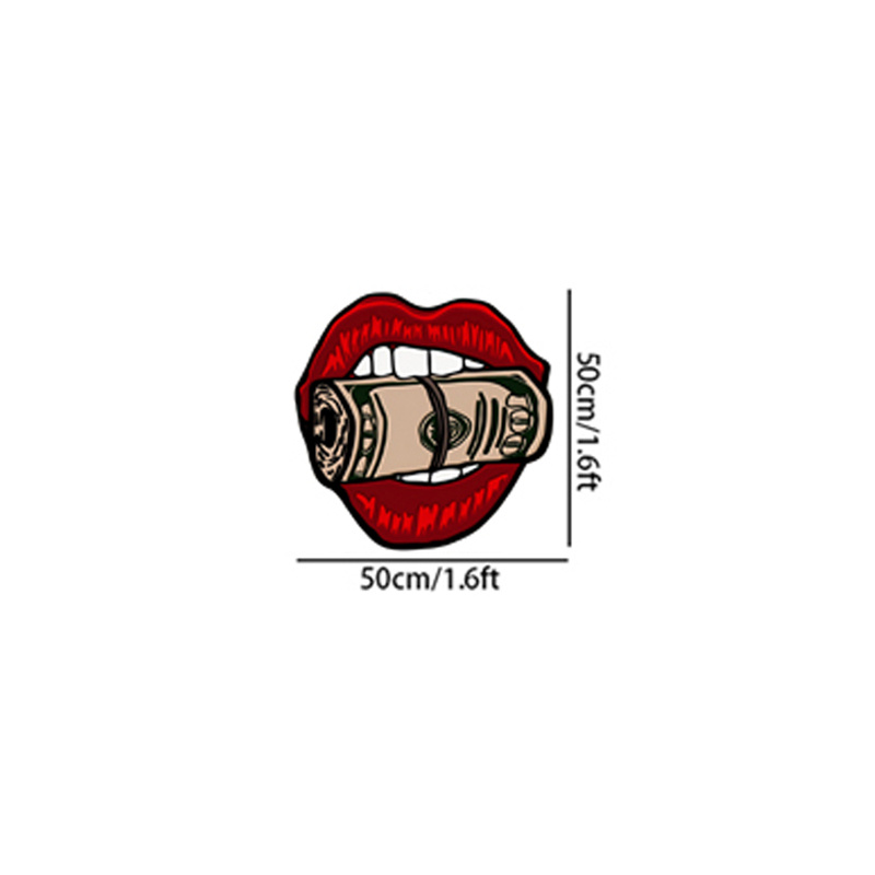 TEMU Velvet Pointed Base 1pc Western Hip-hop Style Red Lip Bill Pattern Irregular Carpet Creative Trendy Bedroom Bedside Rug Entrance Hall Mat Soft