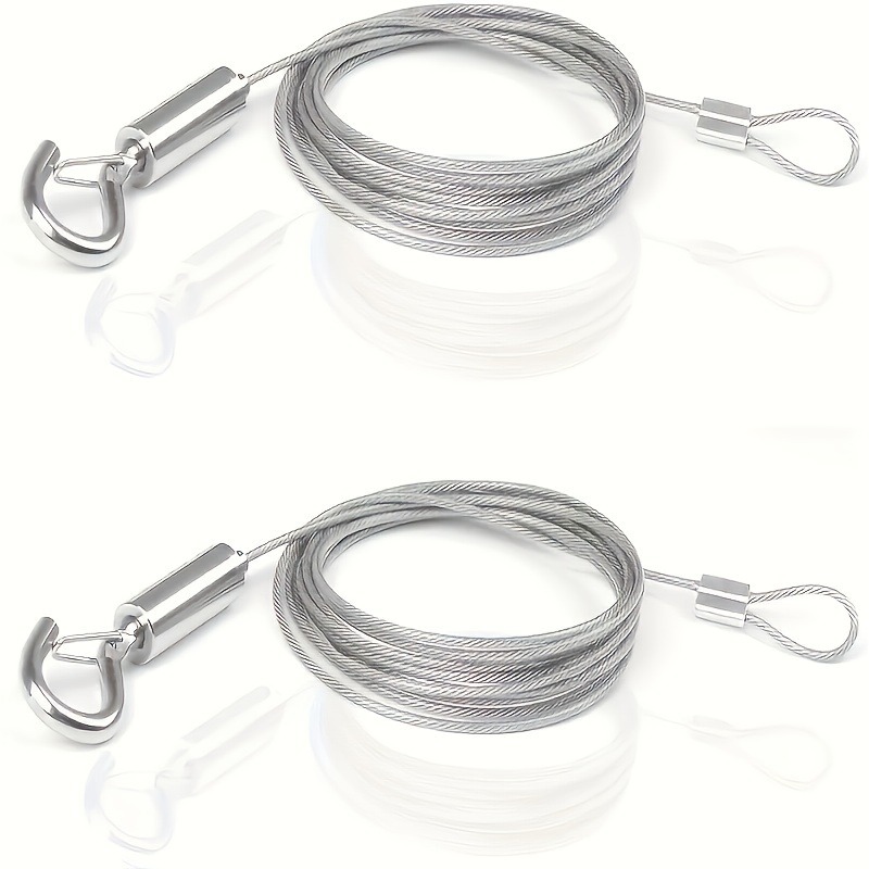 Image of 2pcs Adjustable Rope With Metal - 39.37/78.74/118.11/157.48/196.85inch Durable Rust-resistant Hanging Rope, Suitable For Curtains, Photo Frames, Outdoor Use, Crafts, Professional Design, Metal Ring