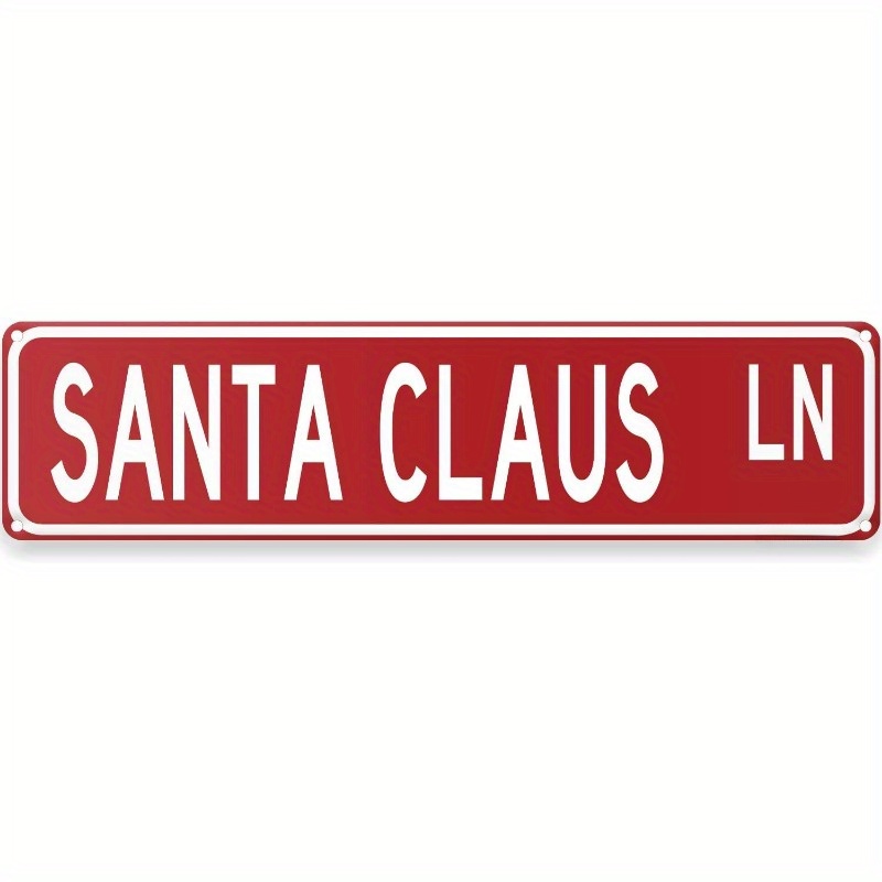 TEMU 2d Flat - 16" X 4" 2d Flat Santa Claus Christmas Street Sign - A Festive Red And White Decoration Made Of Sturdy Metal, Perfect For Decor During