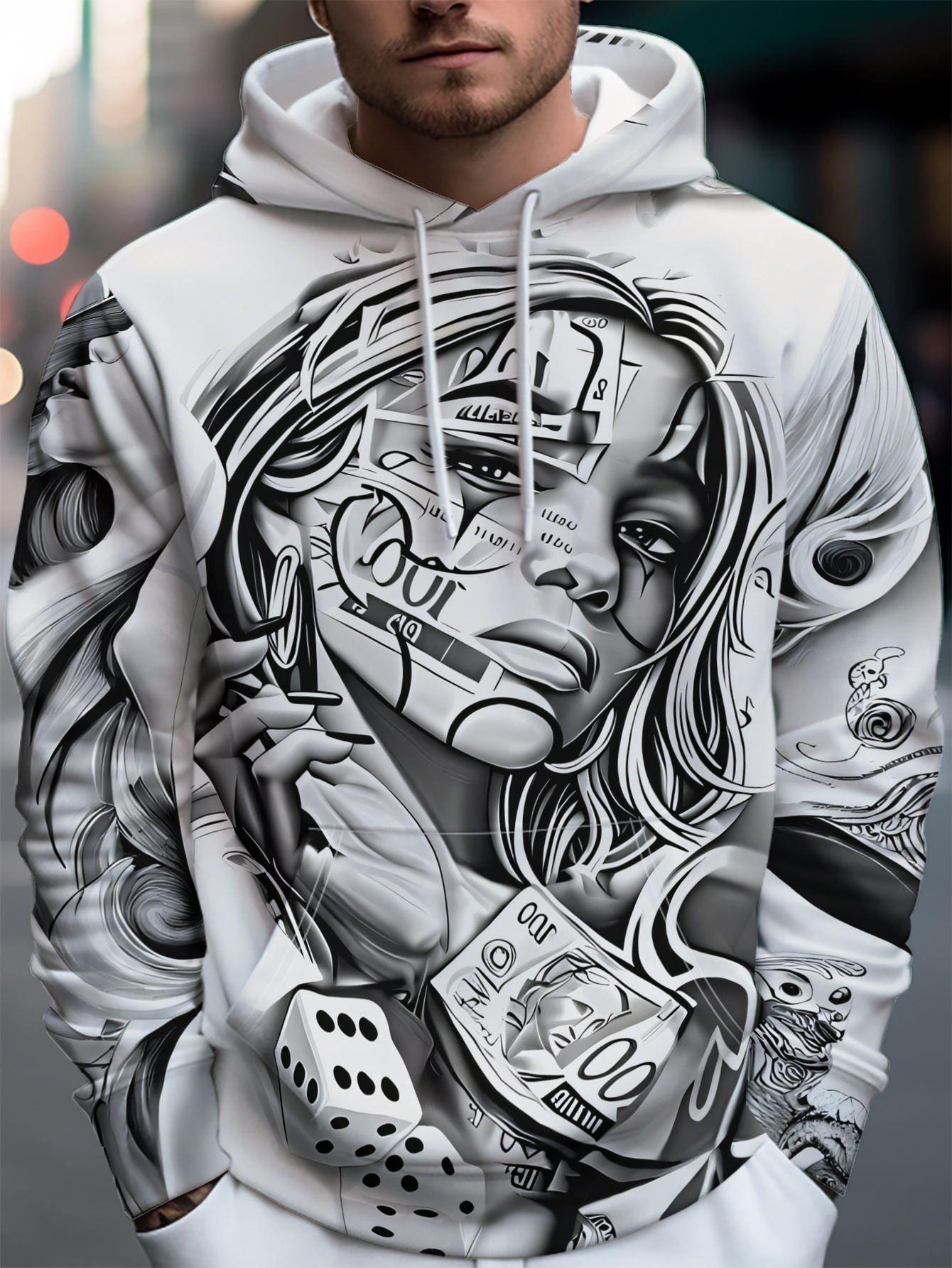 Men's Trendy Hooded Sweatshirt With Personalized Graphic Print_voghion.com