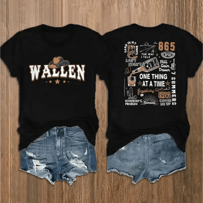 Two-Sided Letter Pattern Printed T-Shirt Casual Round Neck Short Sleeve Shirt Spring And Summer Casual Fashion Women'S Top T-Shirt