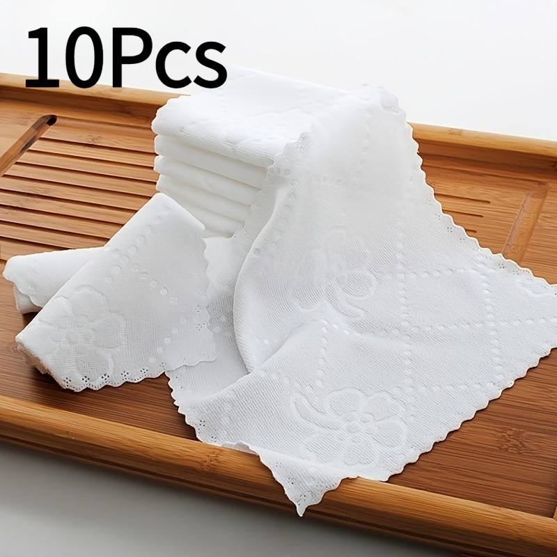 TEMU Lot de 10 serviettes blanches épaissies en microfibre imprimées, serviettes de visage douces, absorbantes et à séchage rapide, essuie-mains et