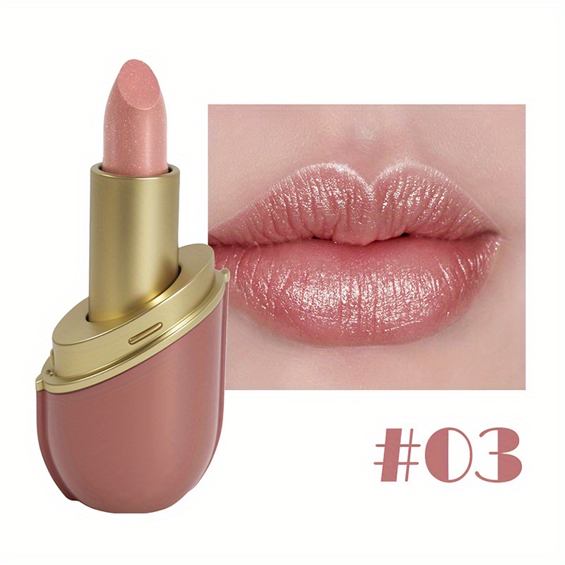 Long Lasting Shimmer Lipstick, Coral Tone- Moisturizing, Lightweight Paste For Types- High Shine Pearlescent Finish Lip Glaze