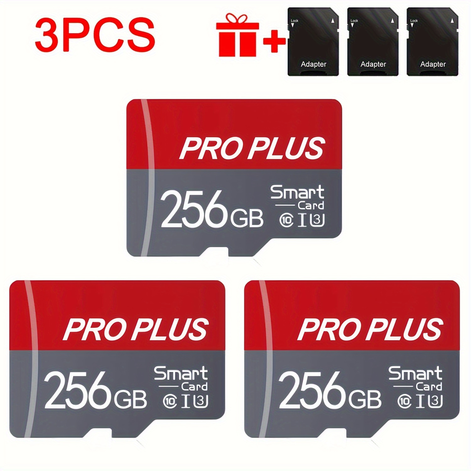 Temu – TEMU 3-pack 256gb Tf Memory Cards. Uhs- 10 A1 Storage With Pro Plus Sd Adapter. Compatible With Tablets. Cameras. Smartphones. Drones. Dash