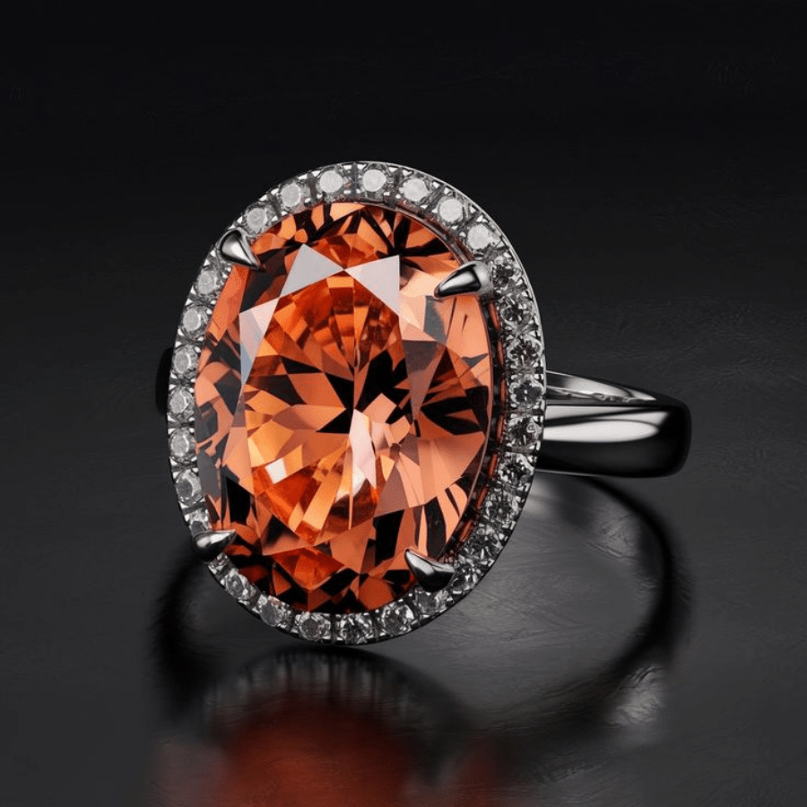 Champagne Cubic Zirconia Silver Plated Copper Ring