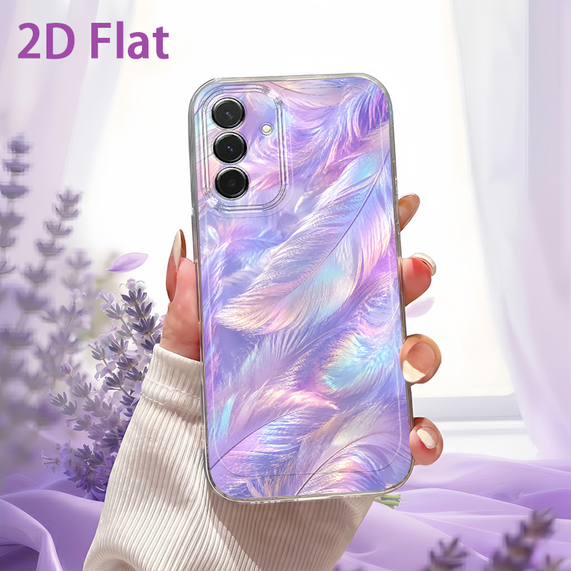 TEMU Phone Case: 2d Flat Exquisite Feather Pattern Phone Case, Suitable For Galaxy A03s A05s A06 A07 A13 A14 A15 A16 A17 A22 A23 A24 A25 A26 A32 A34