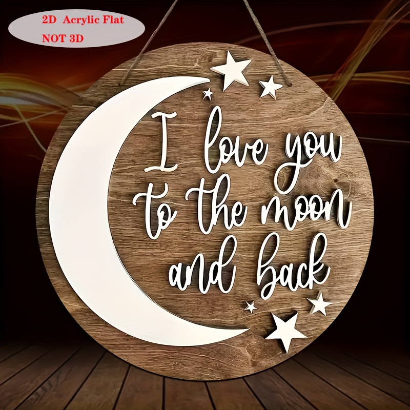 TEMU 2d Flat, 1pc Wood Wall Hanging - "i Love You " Decor, Wood Plaque With Installation, Shower Gift, Wall (no /electricity) For Home Decoration, 2d
