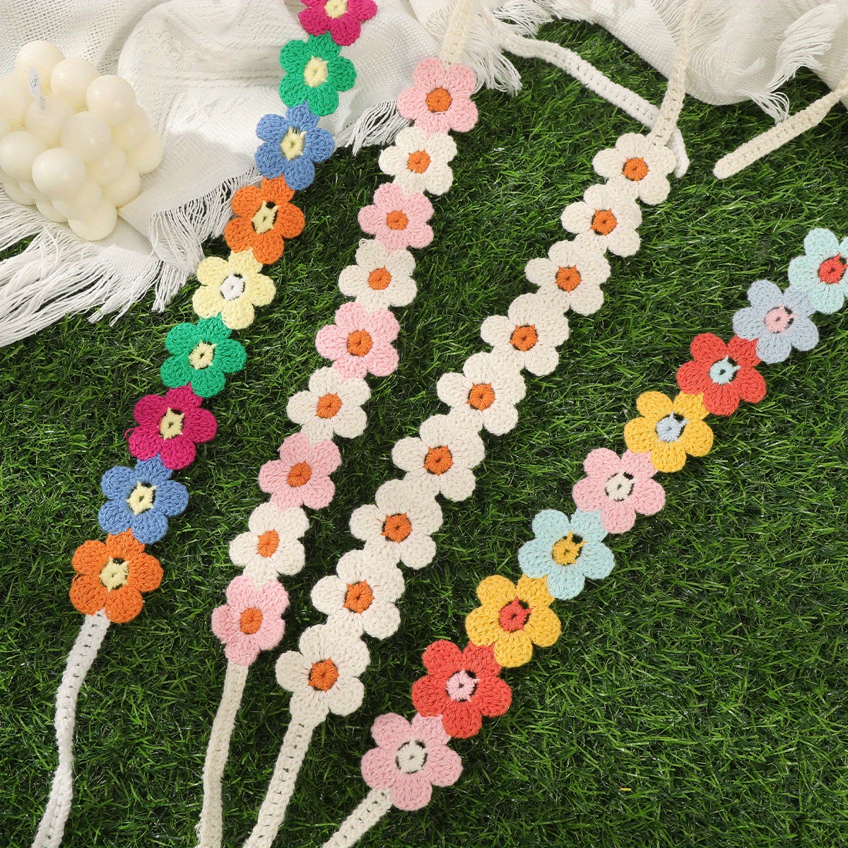 vibrant crochet floral bandana ladies bohemian headband  display picture 1