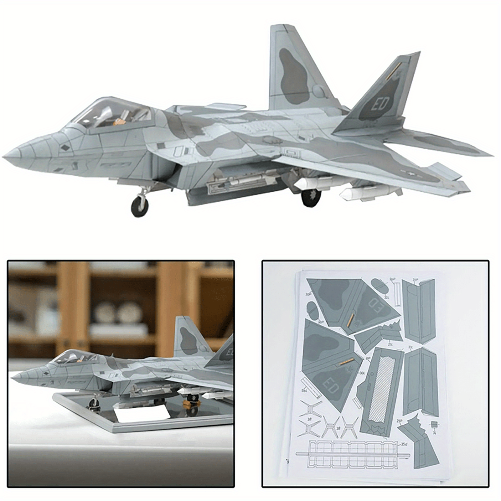 F22 Fighter Paper Model Military Puzzle Kit Paper Plane Model Unassembled
