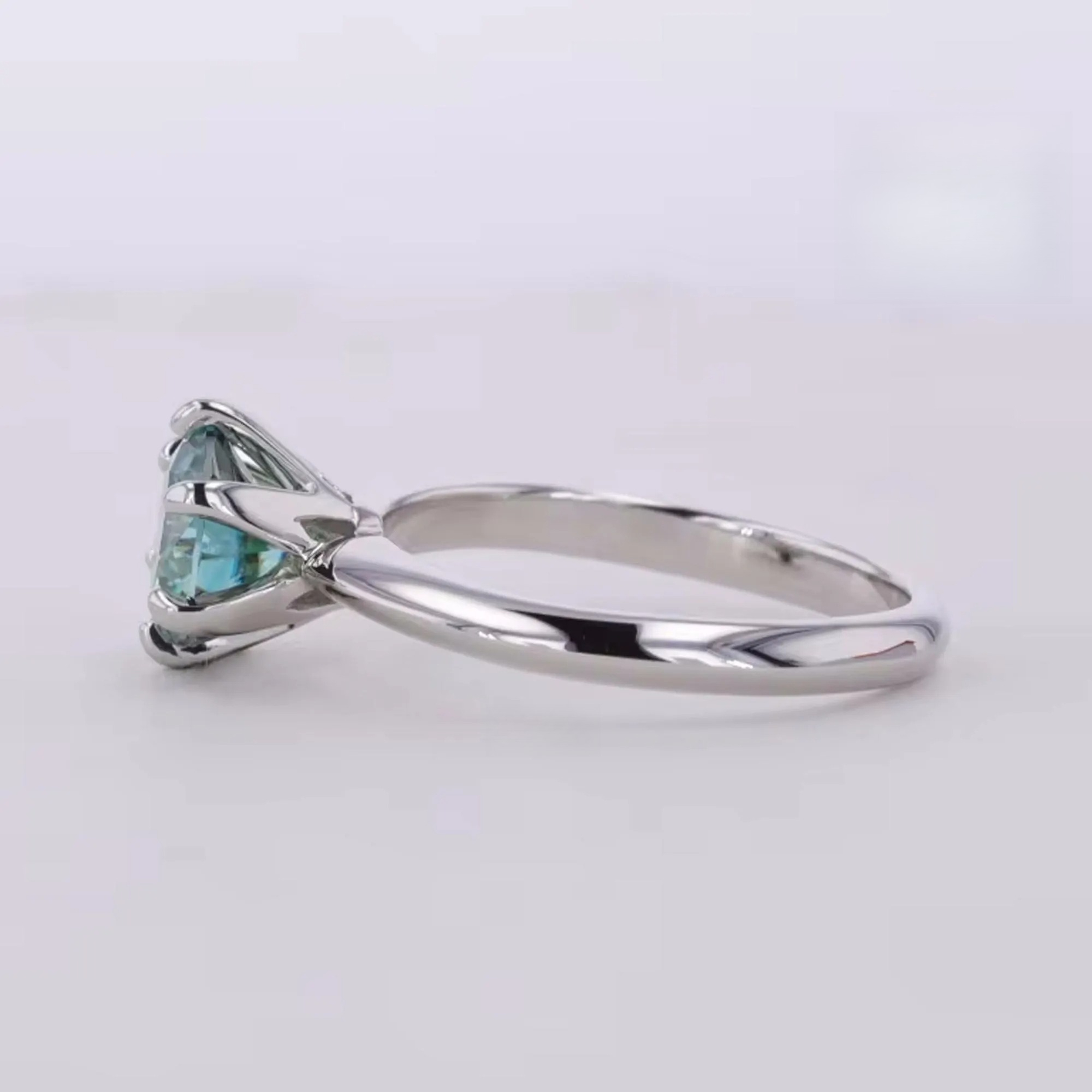 1/2/3/5 Carat Green Moissanite Engagement Ring, Elegant Design