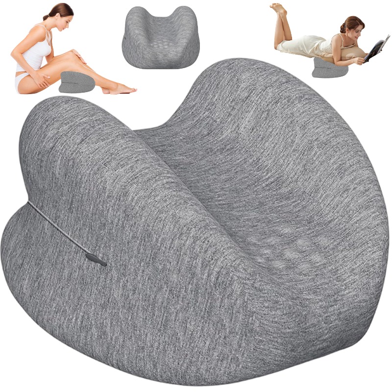 Image of Ergonomic Heart-shaped Memory Foam Knee Support Pillow, Contoured Breathable Leg Spacer Cushion With Machine-washable Removable Cover, Leg Positioner For Travel Relaxation Use