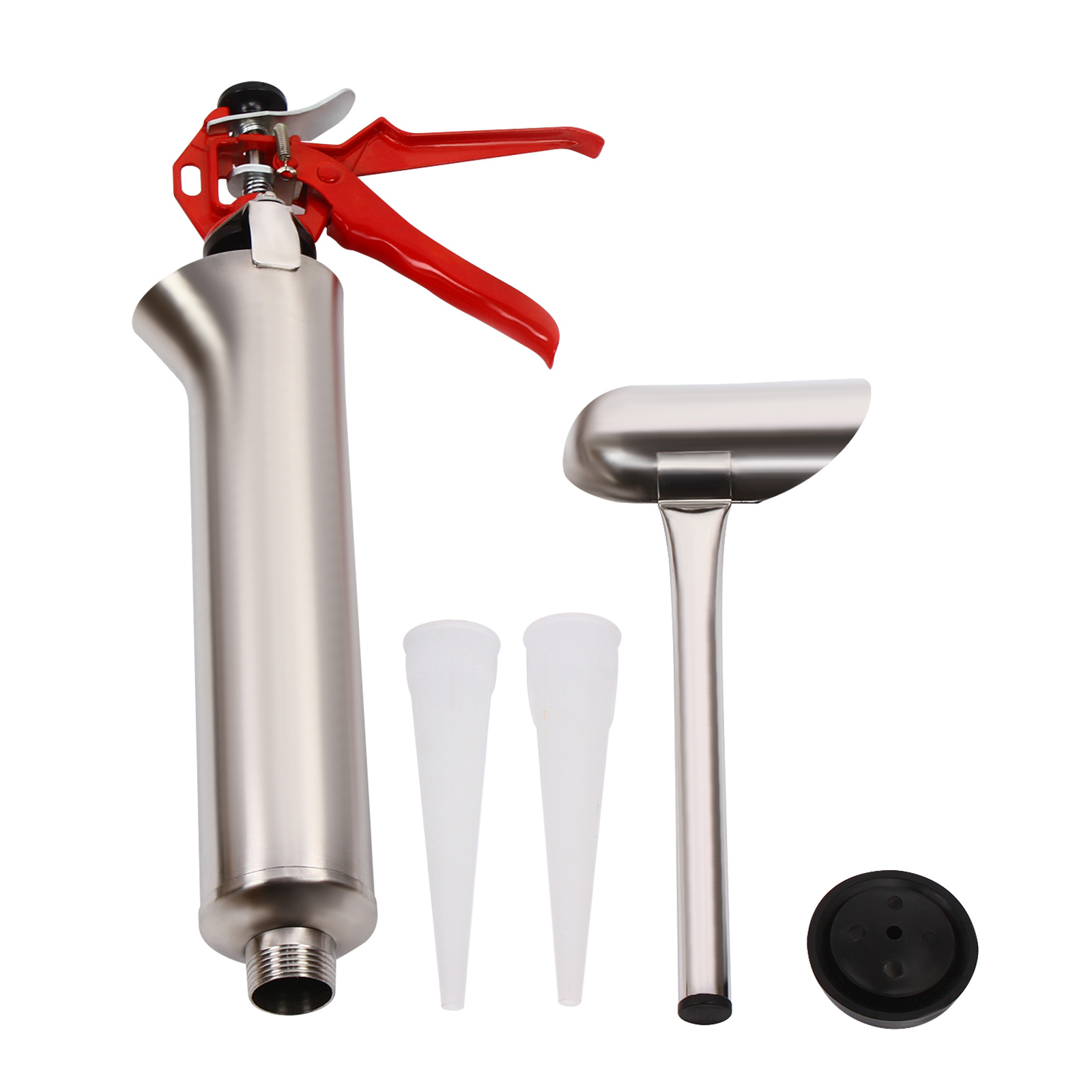 TEMU Mortar Grout Gun, 15inch Stainless Caulking Gun Mortar Applicator Sprayer Grout With 2 Nozzles, Portable Cement Grout Mortar Caulk Grouting Gun