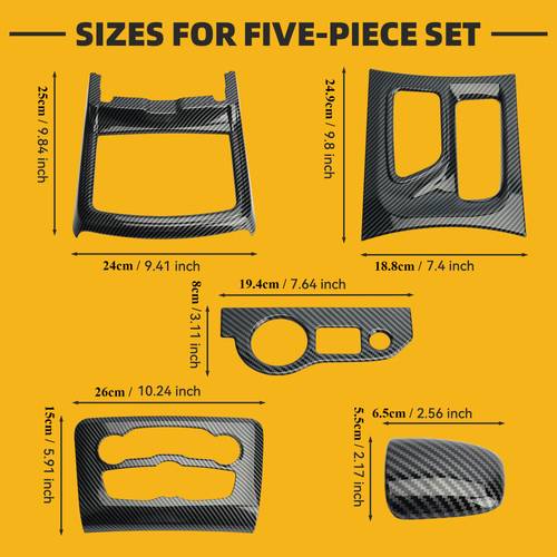 ac gear shift cup holder headlight switch button panel cover trim 5pcs for dodge charger 2015 2023
