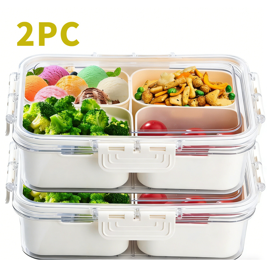 Compartmentalized Snack Box Container, Transparent Tray, Portable Board, Travel Snack Box Container, Snack Box, Suitable For Vegetables, Candy, Fruit, Nuts, Snacks