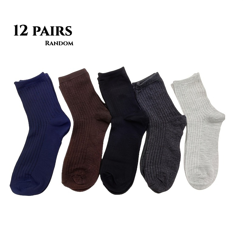 TEMU 12 Pairs Random Colors Solid Color Sailor Socks, Sweat-absorbing And Breathable Socks, Suitable For , Business Socks, Socks, Unisex Asian Size