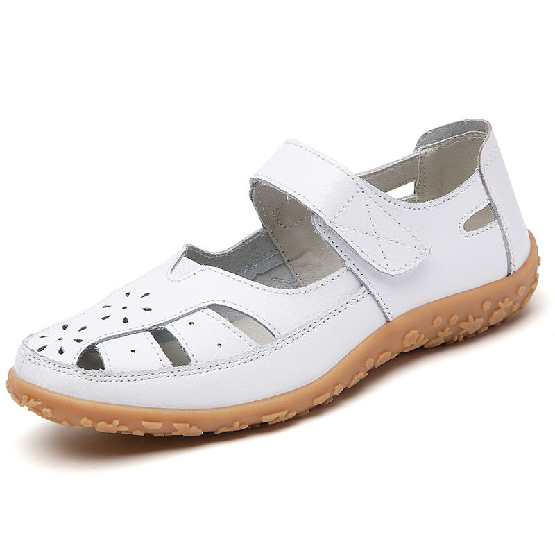 Image of Women's Casual Hollow Breathable Flat Sandals For Summer, Fashionable Plus Size Women's Sandals, Women Shoes